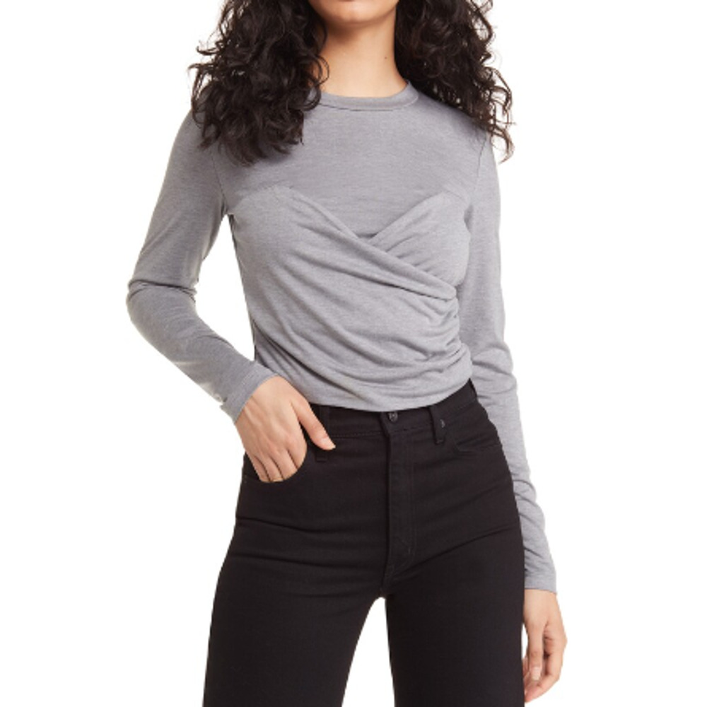 Nordstrom VERO MODA Nelly Ruched Knit Top Medium Viscose blend Wrap